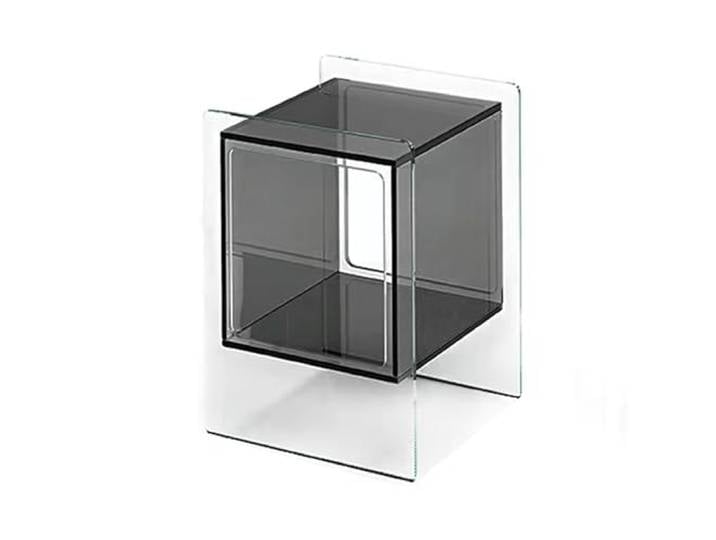 JHPfdhDTR Nachttisch, Durchsichtiger Beistelltisch(Black,40x40x55cm)