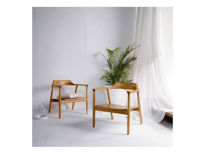 More2Home Loungesessel DESIGN, Teak massiv, Holzsitz