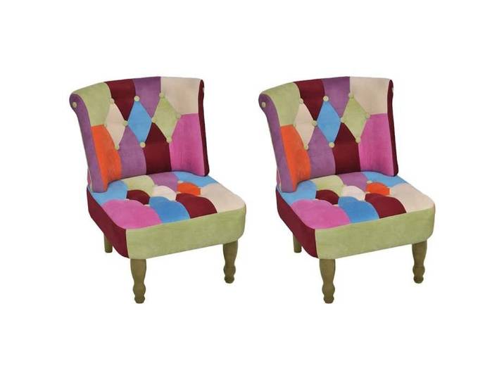 Chaises en style français - vidaxl - Lot de 2 - Design patchwork - Multicolore - 52x64x70 cm - Bois - Tissu
