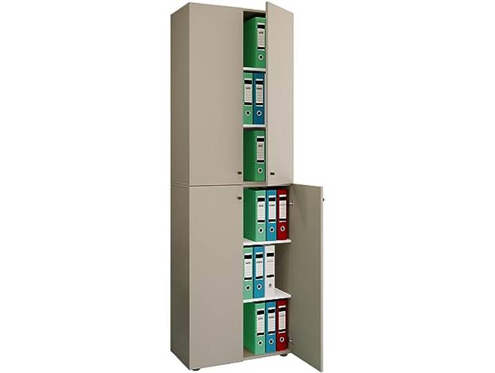VCM Kantoorkast Boeken Mappen Archiefkast Kantoormeubilair Kast Lona 6-vaks draaideuren Kantoorkast Boeken Mappen Archiefkast Kantoormeubilair Kast Lona 6-vaks draaideuren Grijs