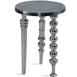 BEISTELLTISCH – Aluminium Silber Dreibein Design 44x44x63 cm