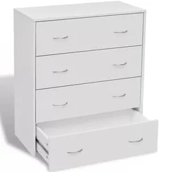 Helloshop26 - Buffet Sideboard Schrank Konsolentisch Aufbewahrungseinheit mit 4 Schubladen 71 cm weiß