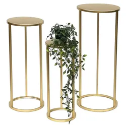 DanDiBo Blumenständer Metall Gold Rund 96510 3er Set Pflanzenständer Blumenhocker Beistelltisch Blumensäule Modern Pflanzenhocker