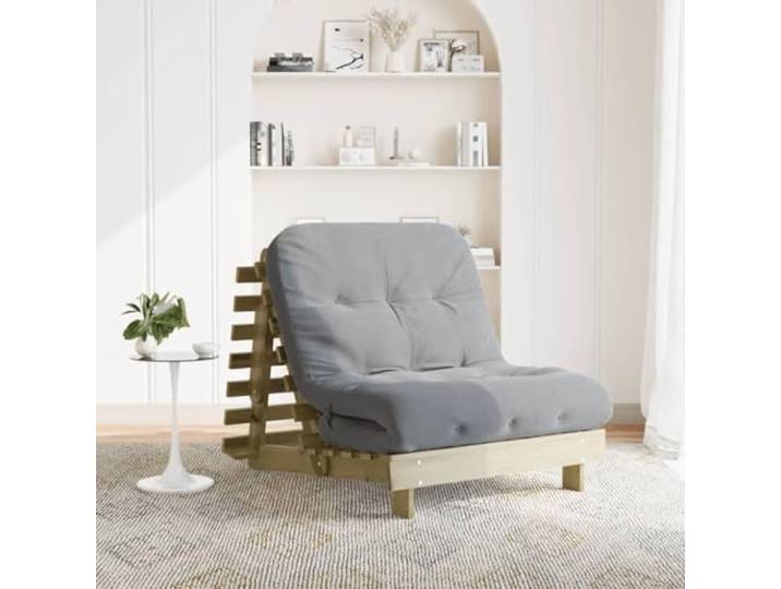 WXGTBKPR Futon Schlafsofa mit Matratze 80x206x11 cm Kiefernholz imprägniert Klappbett Gästebett für Wohnzimmer