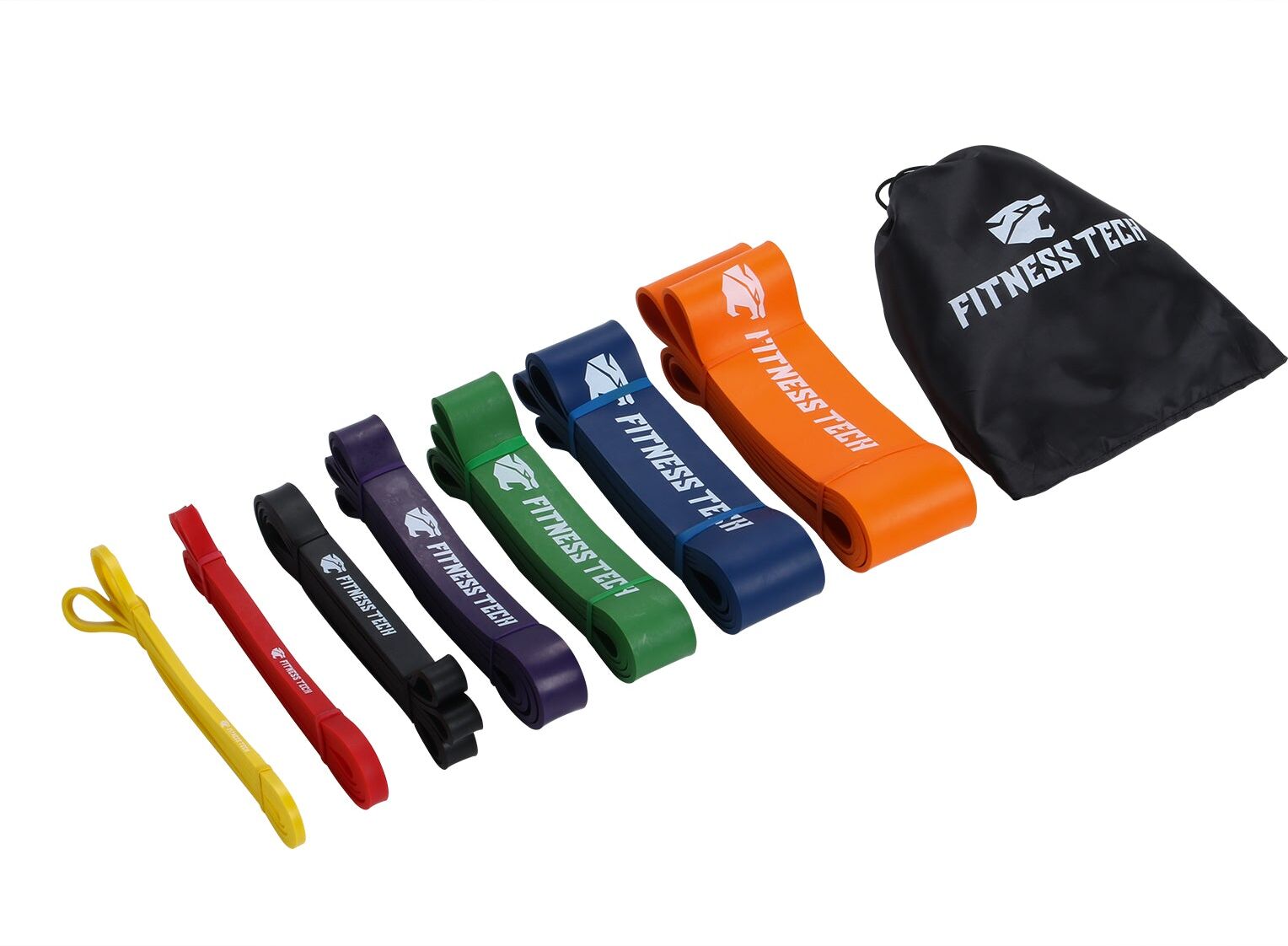 Fitness Tech Set de 7 bandas elásticas de resistencia . Multicolor