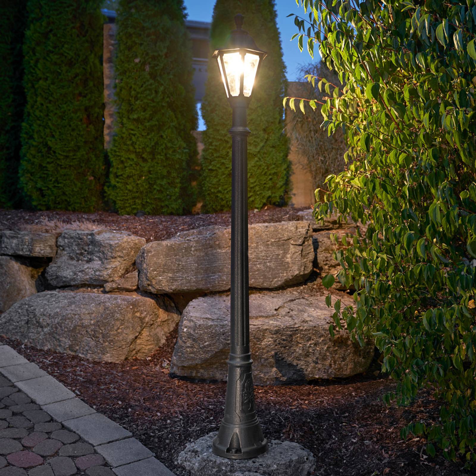 Fumagalli LED lamp post Artu Rut, seawater-resistant, IP55 Rut, Black, Plastic, Post Light