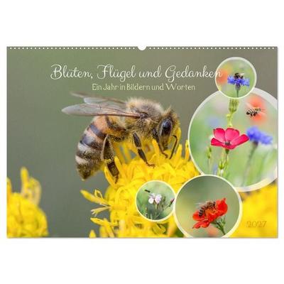 Blüten,Flügel und Gedanken – Ein Jahr in Bildern und Worten (Wandkalender 2027 DIN A2 quer), CALVENDO Monatskalender