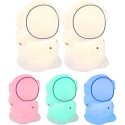 Kinderlampe Tischleuchte LED Nachtlicht Nachttischlampe Kinderleuchte Astronaut, RGB Farbwechsel, Touchdimmer, Timer, LxH  10,4 x 14 cm, 2er Set