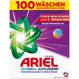 Ariel Waschmittel Color+ Colorwaschmittel, Pulver, schnell auflösend, 5,03 kg, Waschladungen 100