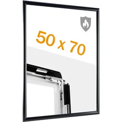 SPRINTIS Brandschutzrahmen B2, schwarz, Klapprahmen nach DIN 4102 B1 Brandschutz, Plakatrahmen aus Aluminium inkl. PET-Deckblatt, Dübel & Schrauben
