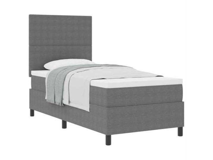 KTHLBRH Boxspringbett mit Kopfteil hellgrau-weiß 90x200 cm Holzgestell, verstellbares Kopfteil, Taschenfederkernmatratze, langlebig