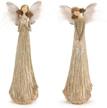 Melrose International Glittered Angel with Feather Wings (Set of 2)