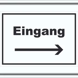 HB-Druck Eingang Schild mit Text und Richtungspfeil rechts Zugang Eintritt waagerecht A0 (841x1189mm)