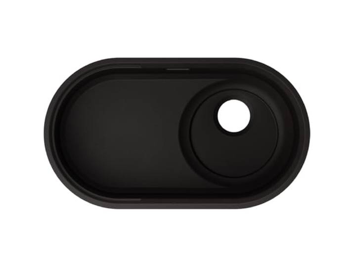 BLANCO OOVALON 700-U Spüle aus Velgranit Mystic Black [75,6x43x21,5 cm] Ovales Designbecken CapFlow Versetzter Ablauf für mehr Platz Pflegeleicht & widerstandsfähig