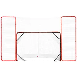 VEVOR Hockeytor Streethockeynetz mit Rücklaufsperre und Zielen, Straßenhockey-Tor Hockeynetz, 310 x 183 cm Pro Hockey-Trainingstor-Set, tragbares Indoor-Outdoor-Hockeytor mit Netz, weiß/rot, Training
