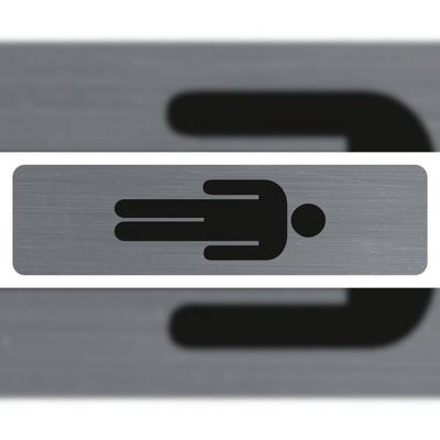 Exacompta 67169E 1x Hinweisschild selbstklebend, Aluminiumoptik, vertikal, Herren 16,5x4,4 cm - Grau