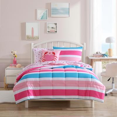 Nautica Kids Cru Stripe Pink Comforter Bonus Set