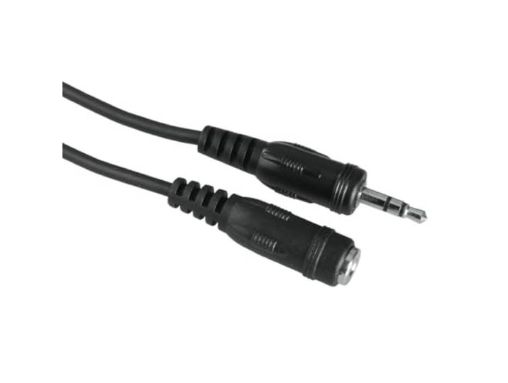 Hama Jack verlengsnoer 3,5 mm stekker - jack 3,5 mm aansluiting (mini jackkabel, 3,5 mm, 5 m, 2 kernen, mand) zwart