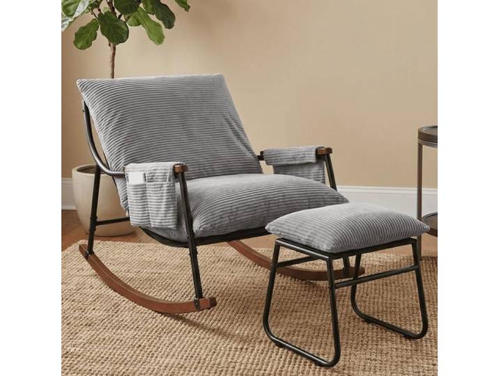 Fauteuil Relax Jardin avec Repose-Pieds Gris – Fauteuil Confort Intérieur Extérieur