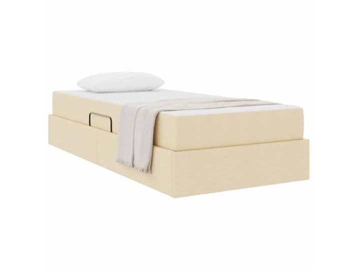 KTHLBRH Boxspringbett mit Matratze, Creme, 90 x 190 cm Hydraulisches Heben, Metallgestell, feste Latten, großer Platz
