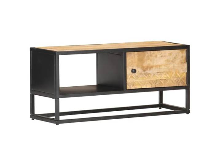 Kaorsrow TV-Schrank Raues Mangoholz Lowboard mit Tür 90x30x40 cm Kompaktes Fernsehmöbel aus Echtholz für Wohnzimmer und Schlafzimmer, bietet praktischen Stauraum durch geschnitzte Tür.