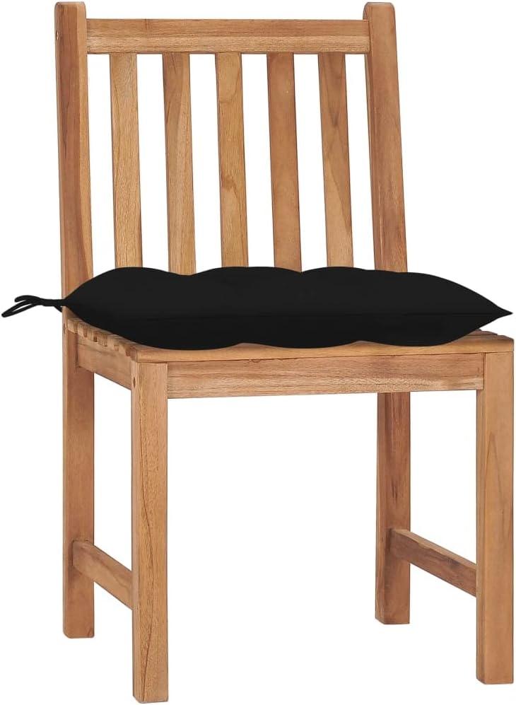 4 Teakholz-Gartenstühle mit Kissen aus massivem Teakholz, robustes Set für Terrasse, wasserbasierte Lasur, max. 110 kg pro Sitzplatz
