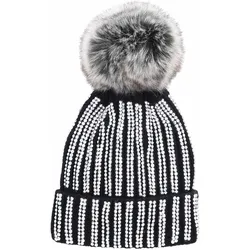 Antonio Strick Mütze Beanie mit Bommel und Pailletten - schwarz