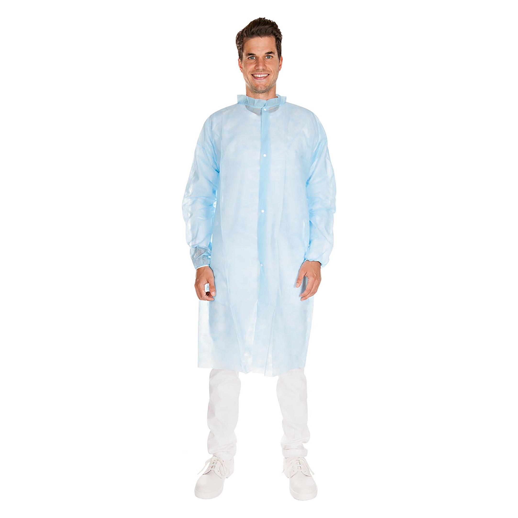 franz mensch Hygonorm Besucherkittel, blau, PP-Vlies 30gr/m², Druckknöpfe, XL (XL) (27406)