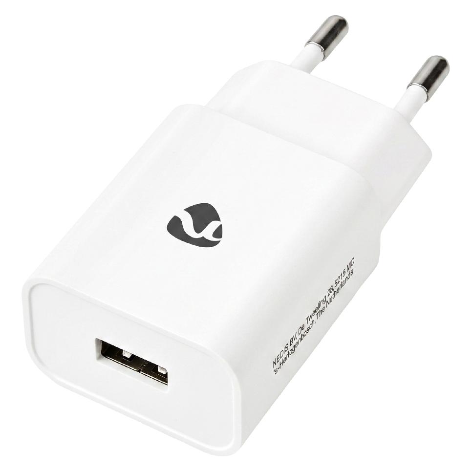 Nedis Netzladegerät 12 W 1x 2.4 A A - Anzahl der Ausgänge: 1x USB-A, Kein Kabel im Lieferumfang enth (12 W, 1 Port) (WCHAU242AWT)