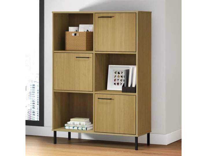 LeDivil-Bibliothèque avec pieds en métal Marron 90x35x128 5cm Bois OSLO - ALO7807122841503