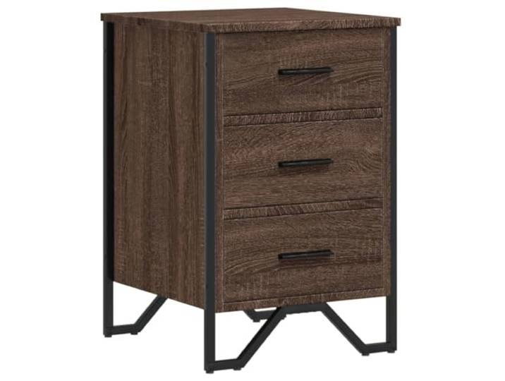 Heofavd Nachttisch Braun Eichen-Optik 40x41x60 cm Metallbeine