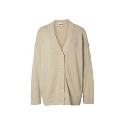 Strickjacke URBAN CLASSICS "Urban Classics Damen Ladies Big Oversized Cardigan", Damen, Gr. S, beige (wetsand), 100% Baumwolle, unifarben, oversize, V-Ausschnitt, Strickjacken Strickjacke