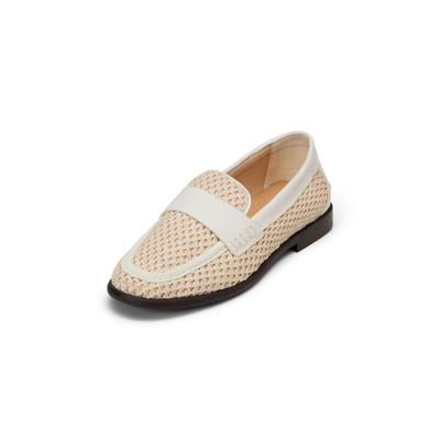 Loafer MARC O'POLO "aus luftigem Raffiabast mit Leder", Damen, Gr. 39, Synthetik, beige (grau silk), Obermaterial: 80% Polyester, 20% Leder, unifarben, Schuhe Loafer
