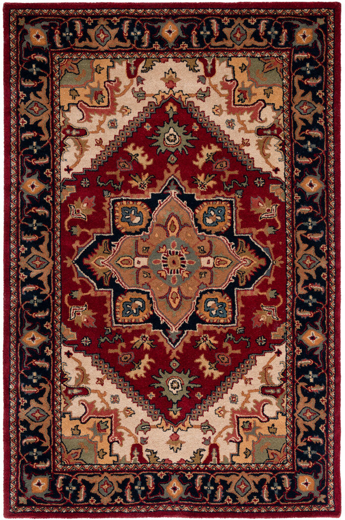 Ophelia & Co. Oriental Wool Hand Tufted Area Rug Red Rectangle 183 x 274 cm