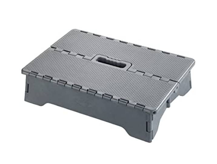 WENKO Marche Pliable Marche très Stable avec Surface antidérapante jusqu'à 250 kg Marche de sécurité Pliable Pieds antidérapants pour intérieur et extérieur Poignet intégrée 28x40x10cm