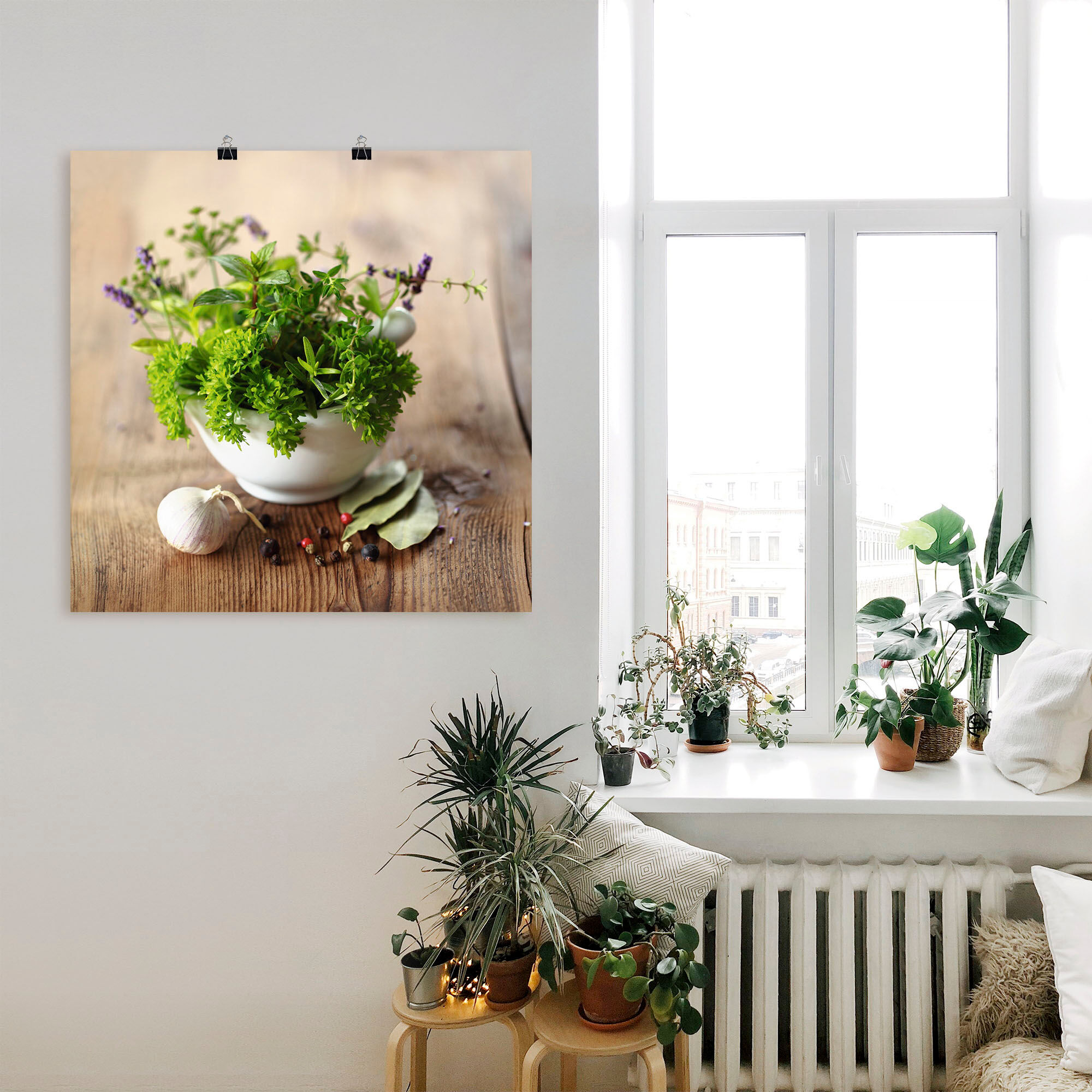 Artland "Verschiedene Kräuter - Küche" Arrangements 1 Stk. tlg. als Alubild, Leinwandbild, Poster in verschied. Grössen farbe bild(er): grün B/H/T: 40cm x 40cm, Poster Arrangements quadratisch, 1 Stk.