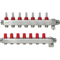 Danfoss FBH-Verteiler SSM-7F 7 Kreise, mit Durchflussanzeige