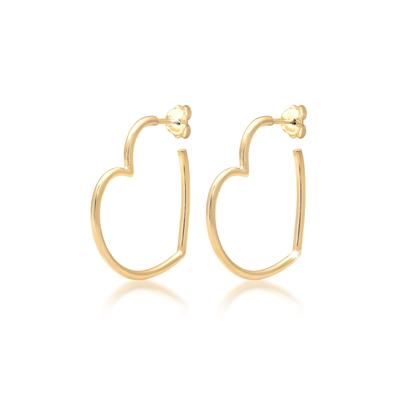 Paar Creolen ELLI "Ohrringe Creolen Herz Liebe Verspielt 925 Silber" Gr. 30, gold, Ohrringe, Damen, 30, ohne Stein, Silber 925 (Sterlingsilber)