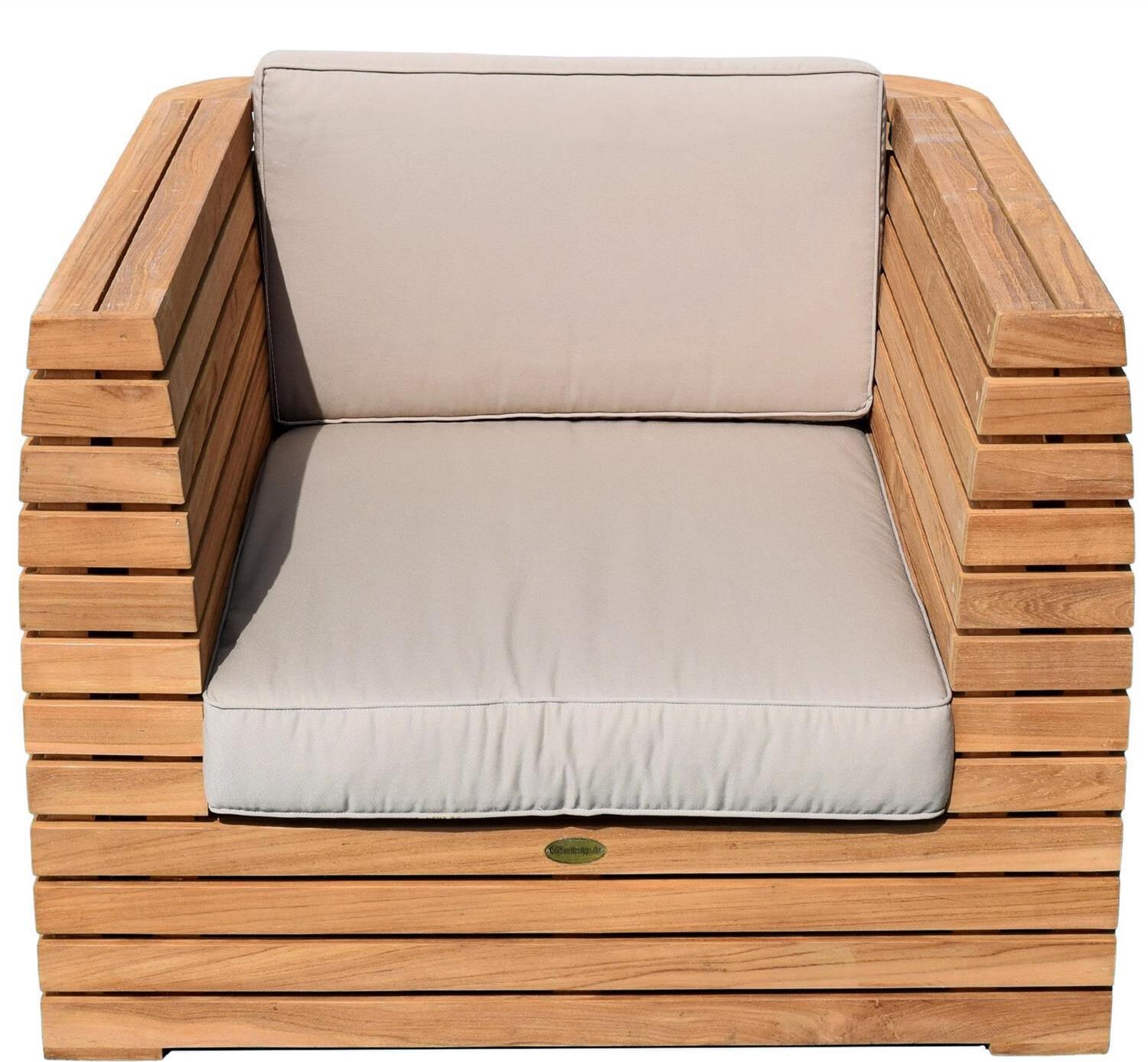 Loungesessel Picardie aus Teak mit Armlehnen und Auflagen von Teako Design