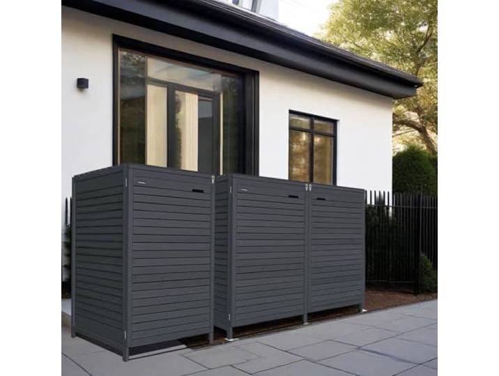 Mülltonnenbox Mülltonnenverkleidung 240L aus Holz imprägniert in anthrazit Müllcontainer Mülltonnenschrank Mülltonne ADRIA24 (3 Tonnen)