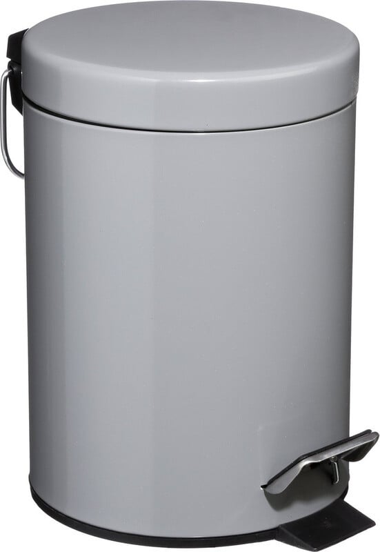 5five Metalen pedaalemmer met deksel, grijs, 3 L