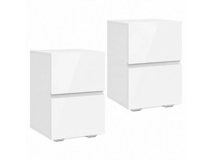 Homcom Nachttisch 2er Set MDF Weiß, Holzwerkstoff, Quadratisch, 40x58x40 cm, Schlafzimmer, Nachttische