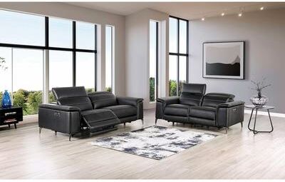 Esofastore Black Upholstered Glam Power Reclining Sofa Set