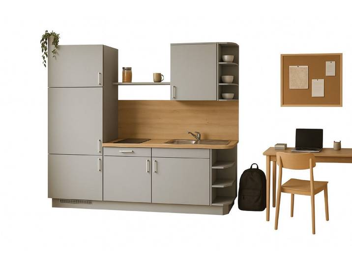 GEBA Küchenzeile Chemnitz, Breite 190cm, mit Nischenrückwand, Besteckkasten, Müllsystem inklusive