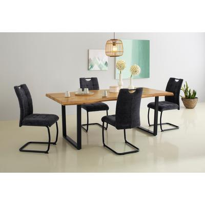 Esstisch HELA "GISELLE Baumkantentisch, Küchentisch", beige (natur, schwarz, wildeiche), B:200cm H:76cm T:100cm, Tische, Esstisch, Kufengestell Metall, Industrial Design, 140 - 200 cm Breite, 2 Farben