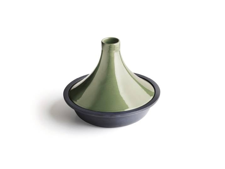 Tajine en fonte d'acier avec couvercle en céramique vert 29 cm