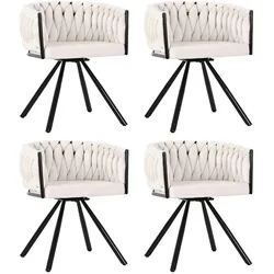 STILVORA Drehbare Esszimmerstühle 4er-Set Samt Beige mit 360°-Drehfunktion