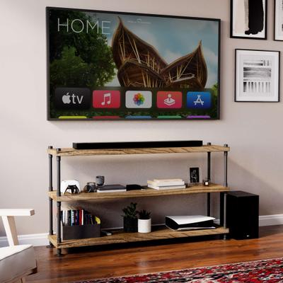 Wallniture "60"" Hanging Bookshelf for Living Room Decor, Multi Tier Pipe Shelf Bracket, Real 1.5"" Thick & 14"" Deep Wood Boards, Farmhouse"