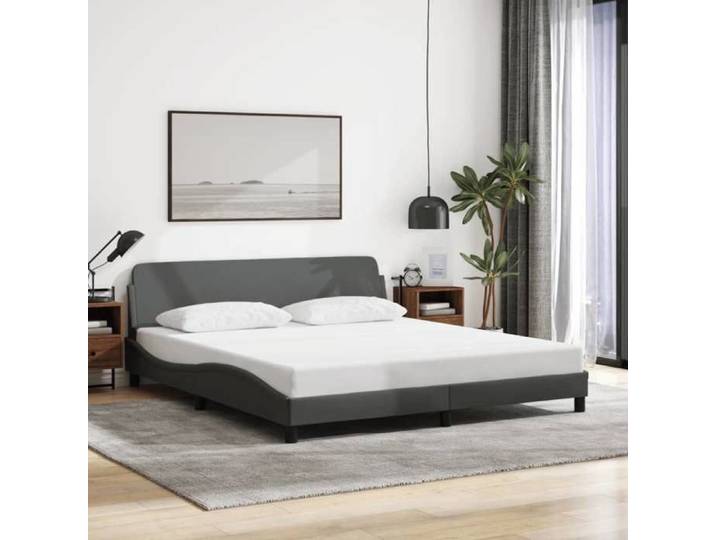 Lemon 2 personnes/ Cadre de lit - 2 Places - gris foncé 160x200 cm tissu CCL96117481