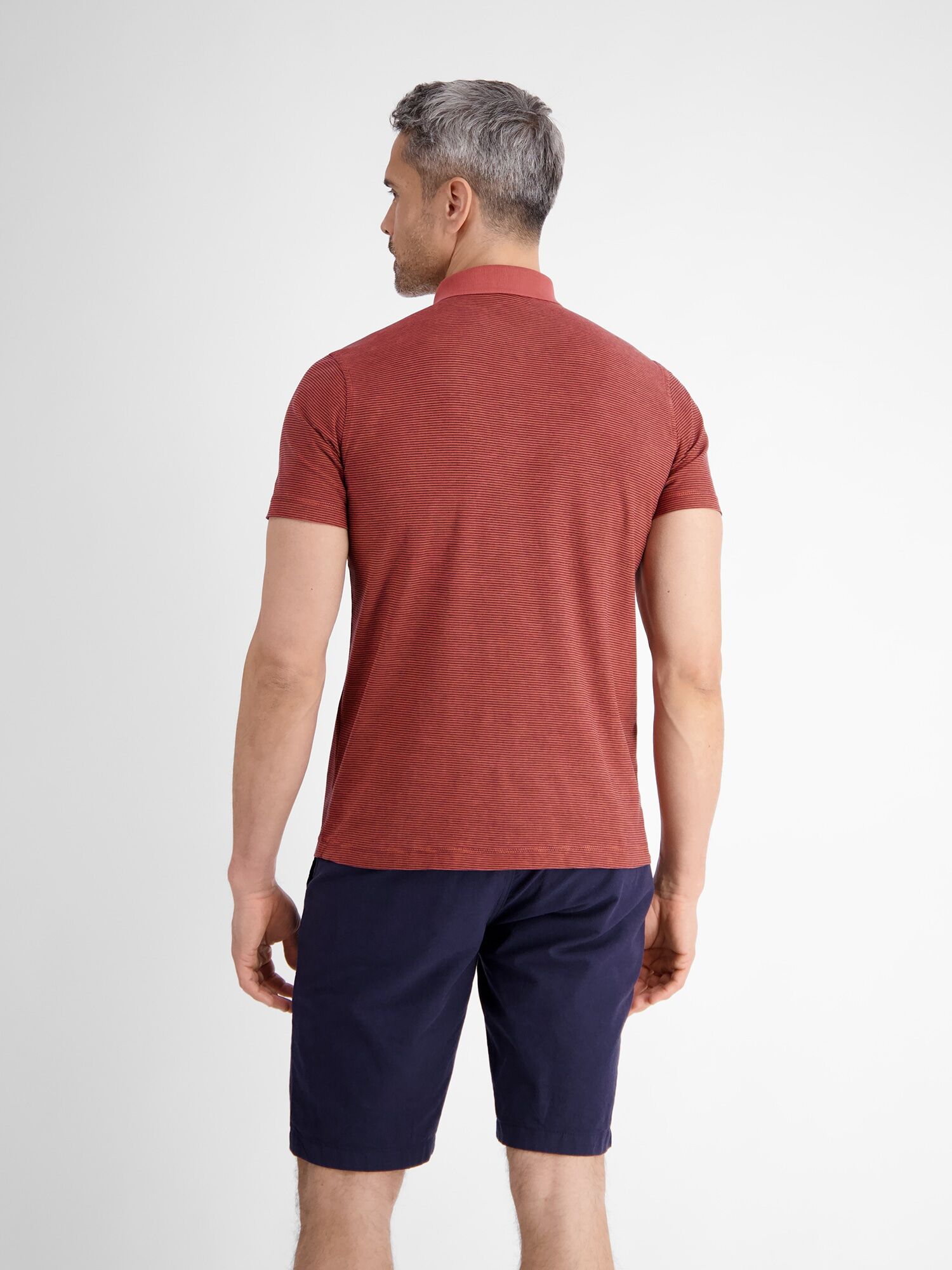 Poloshirt LERROS "Herren Poloshirt, gestreift", Herren, Gr. S, rot (earth rot), 100% Baumwolle, ohne Ausschnitt, Shirts Poloshirt earth rot S